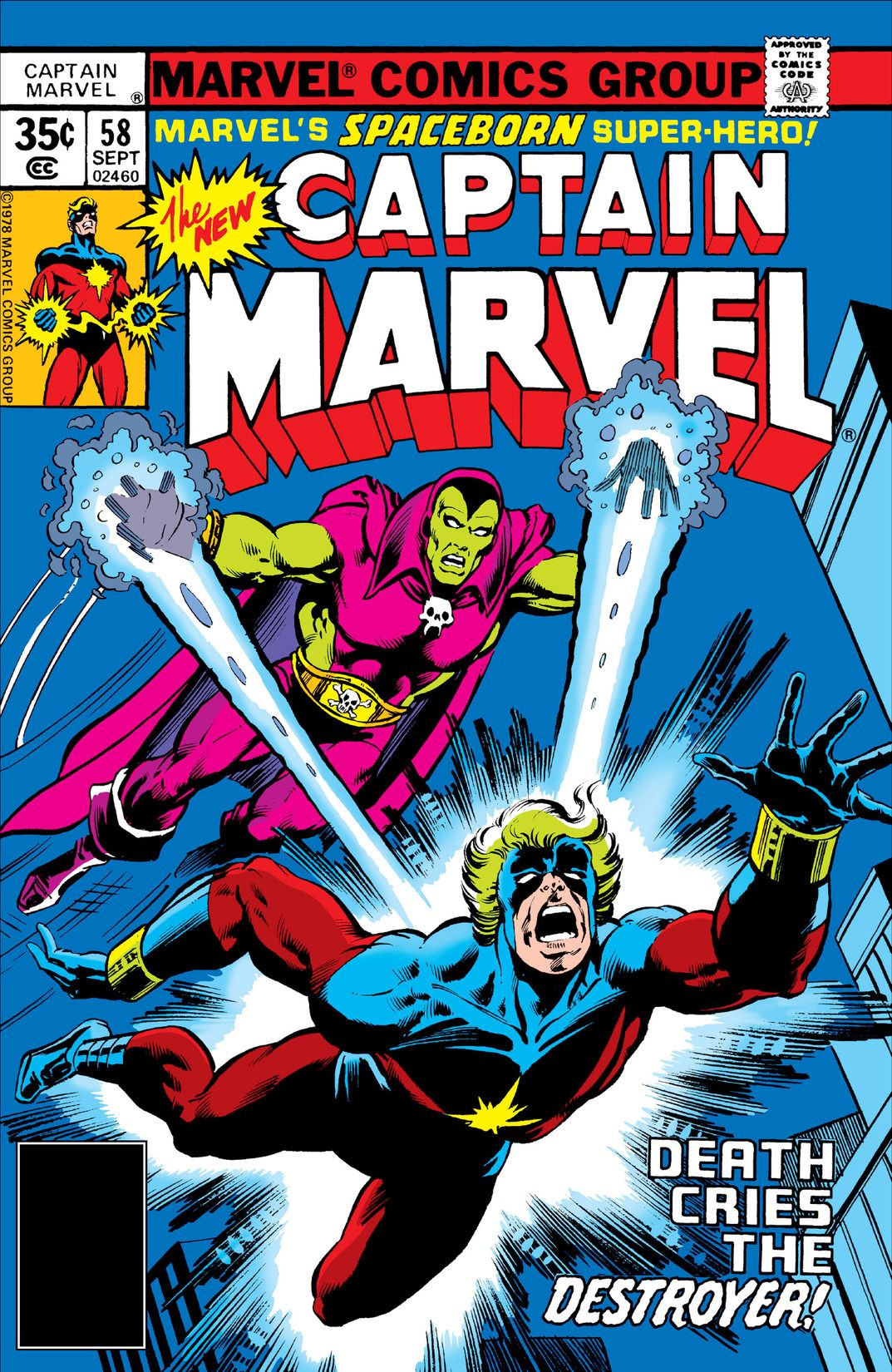 Cover art showing Drax fighting Captain Marvel